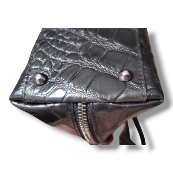 FURLA Vintage Mini Croc Embossed Leather Top Handle Shoulder Handbag - Picture 12 of 16